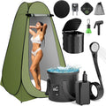 Portable Camping Shower,Upgraded Extra Large Pop Up Privacy Tent Kit with LED Light and Foldable Toilet, 6000mAh LCD