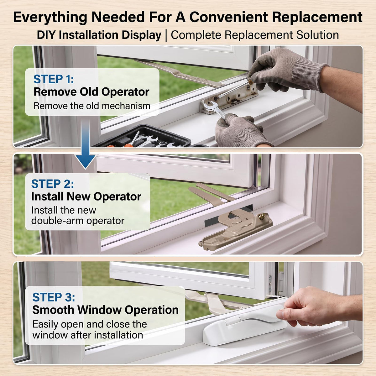 Casement Window Dual Arm Operator with Handle