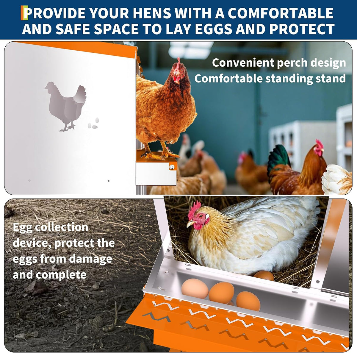 Chicken Nesting Box, 8 Compartment Nesting Boxes for Chickens, Easy to Clean and Install, Chicken Laying Boxes for