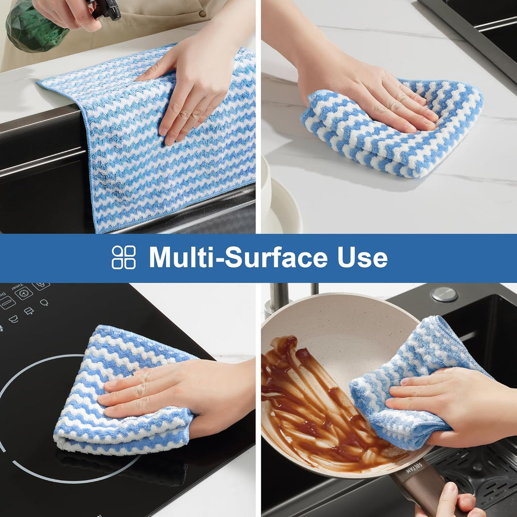 18 Pack Microfiber Cleaning Cloth, Kitchen Towels for Dish Drying Washing, Absorbent Streak Free Lint Free Rags for
