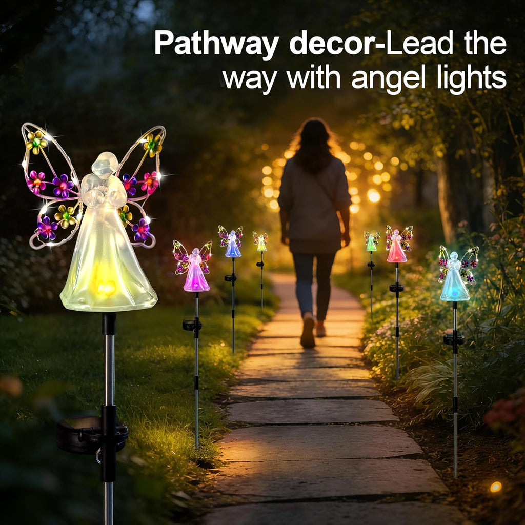 Angel Solar Lights for Cemetery Memorial Gift Grave Decorations Solar Angel Stake Lights Outdoor Waterproof Garden