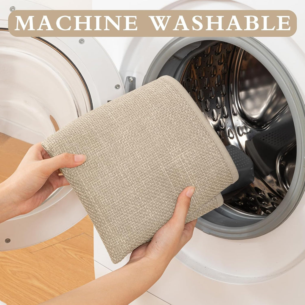 Beige Bathroom Rug Sets 2 Piece, Absorbent Bath Mat for Bathroom Non Slip Washable, Bath Room Mat Quick Dry, Thin