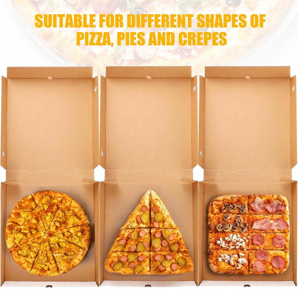 100 Pcs Pizza Boxes Bulk Cardboard Square, White and Kraft, 12 Inch