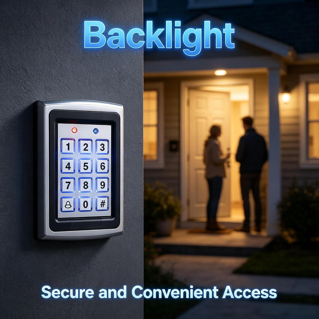 RFID Keypad Access Control Kit with Aluminum Alloy Strike Lock | Zinc Alloy Keypad, 12V 3A Power Supply, Exit Button