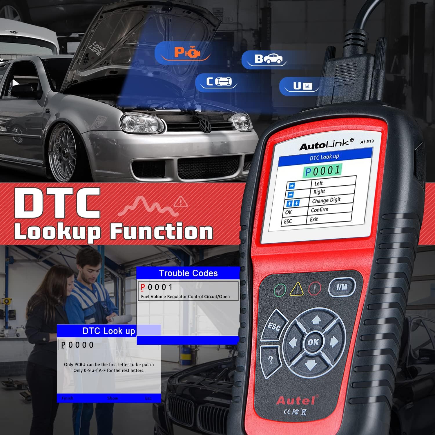 AutoLink AL519 Enhanced Universal OBD2 Scanner Car Diagnostic Tool | Enhanced Mode 6, Check Engine Code Reader, CAN