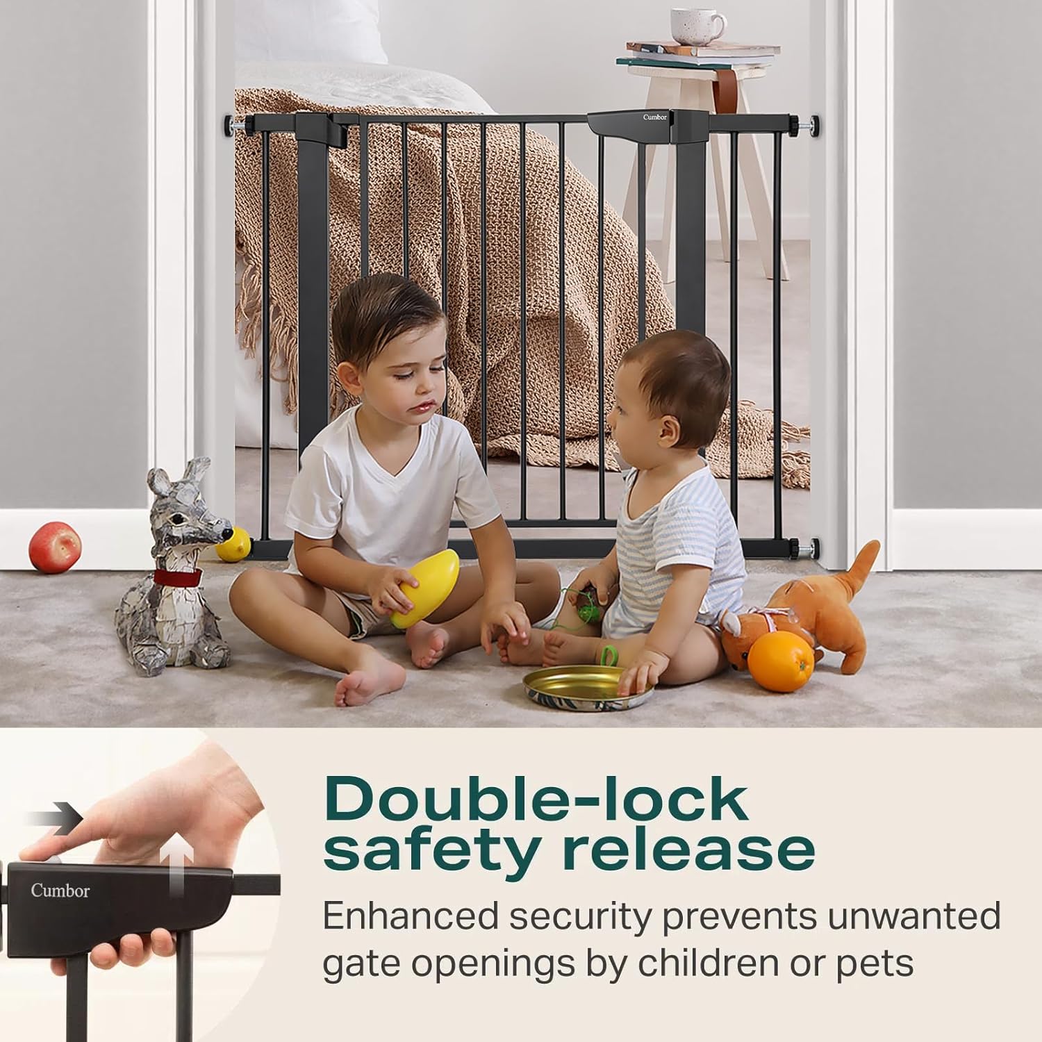 29.7-40.6" Baby Gate for Stairs, Mom's Choice Awards Winner-Dog Gate for Doorways, Pressure Mounted Auto-Close Pet