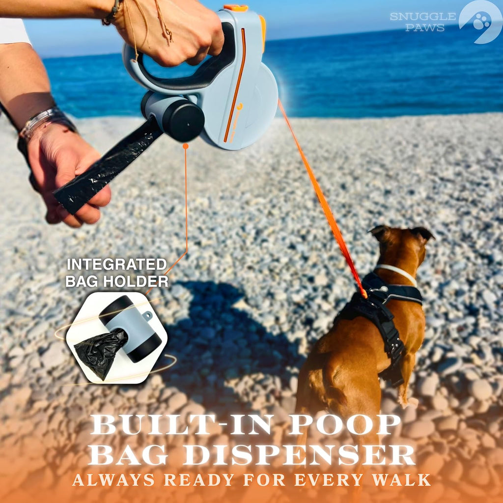 Snuggle Paws Heavy Duty Retractable Dog Leash 16.4 ft All-in-One, 66 lb