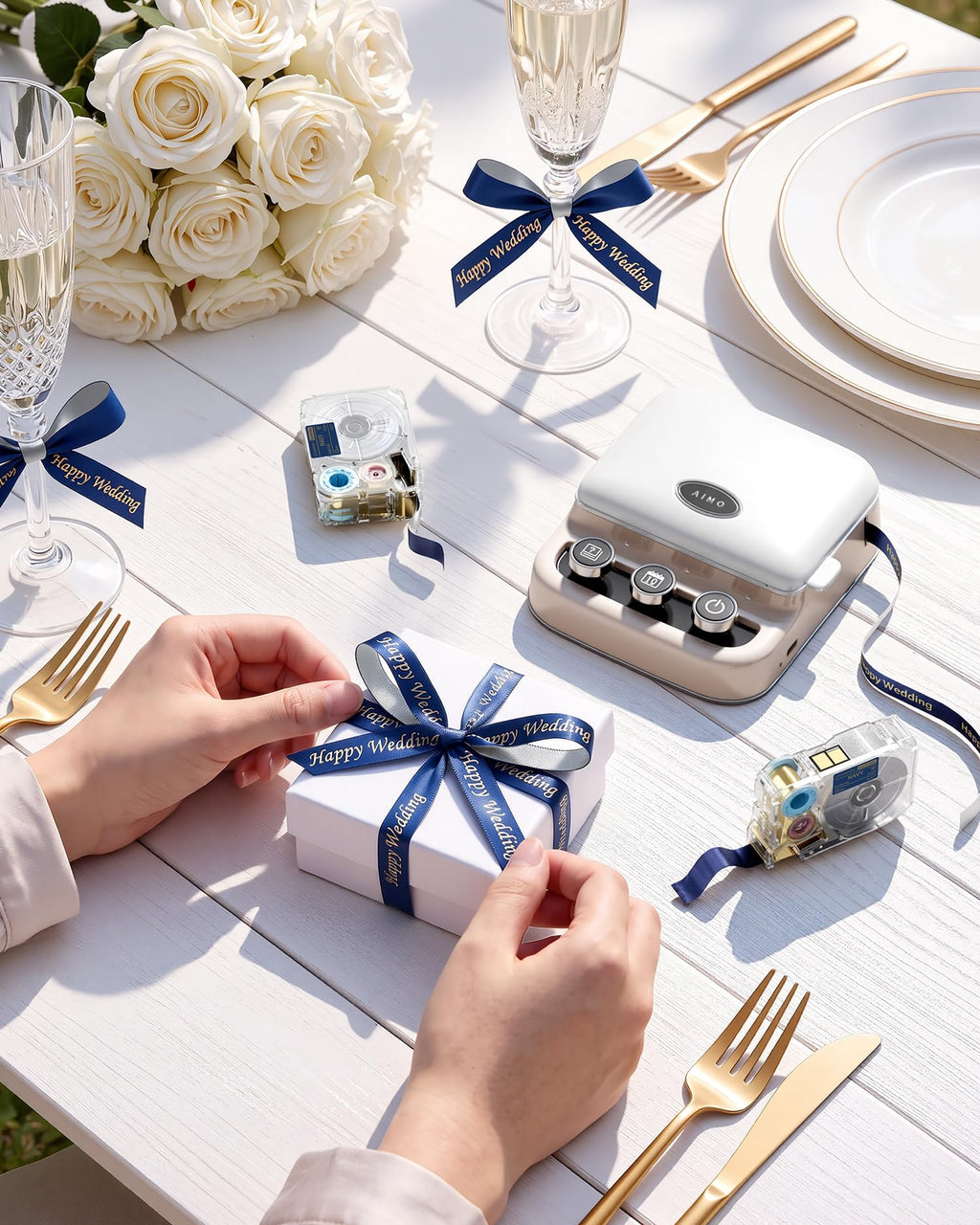 A30 P15 Double-Sided Satin Ribbon | Navy Blue Front, Silver Reverse