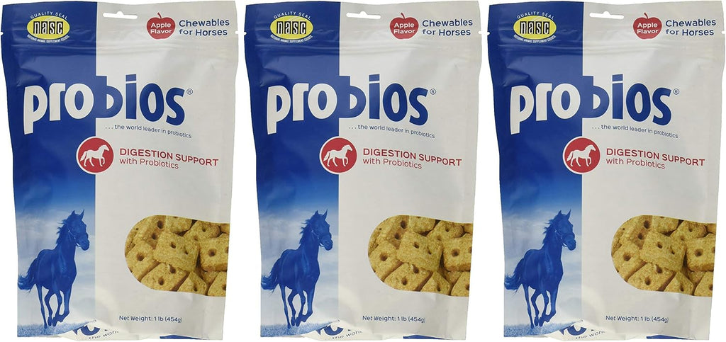 (3 Pack) Probios Probiotic Treats For Horses, Apple Flavor, 1 Pound Each