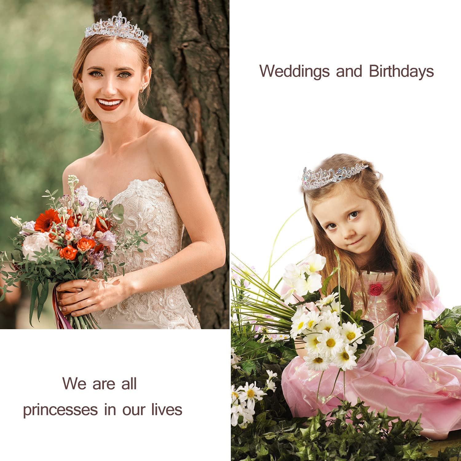 Birthday Queen Tiaras Crown for Women, Girls Princess Crowns for Women, Queen Tiara for Mom, Silver Birth Crown