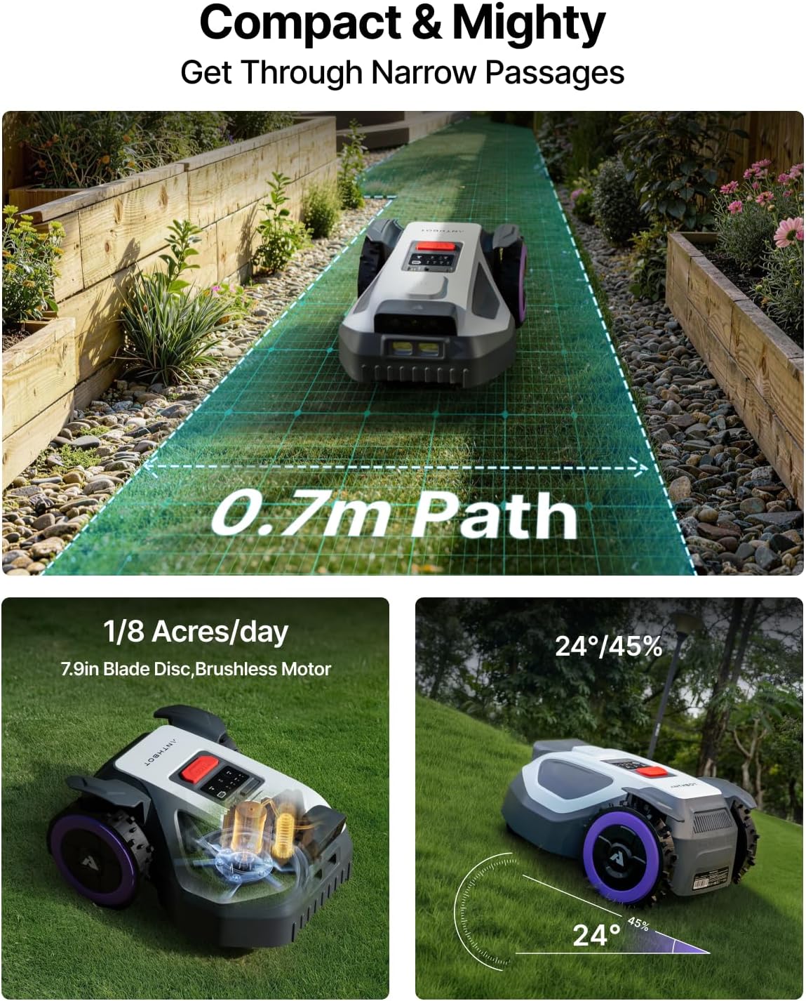 M5 Robot Lawn Mower 1/8 Acre, Dual Vision+Full-Band RTK Robotic Lawnmower, No Perimeter Wire, App Control Obstacle