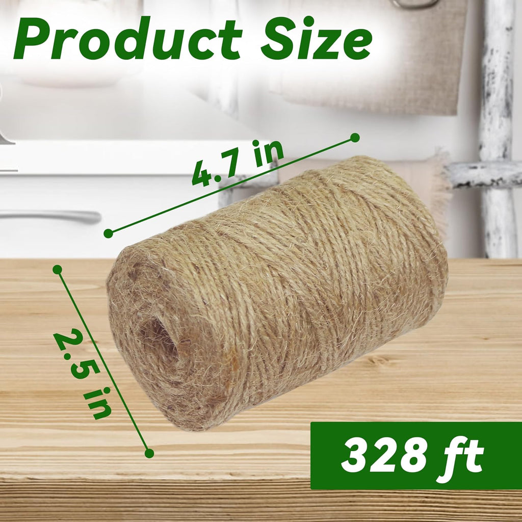 4 Pack Jute Twine String 328ft Each 3-Ply Durable Brown