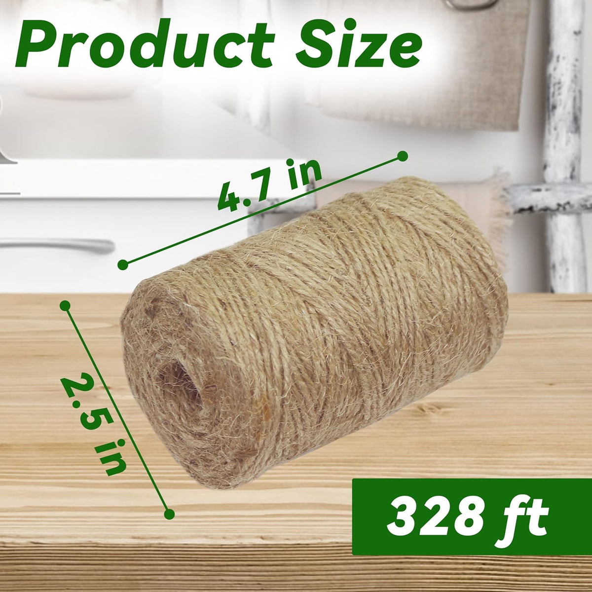 4 Pack Jute Twine String 328ft Each 3-Ply Durable Brown