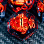 RPG Resin Dice Gazes Eye Dice Liquid Core Flaming RPG Sharp Edged Dice Set with Gift Box, Polyhedral RPG Dice Set