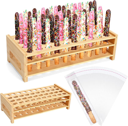 Pretzel Rod Holder with Pretzel Rod Bags Kit, Wooden