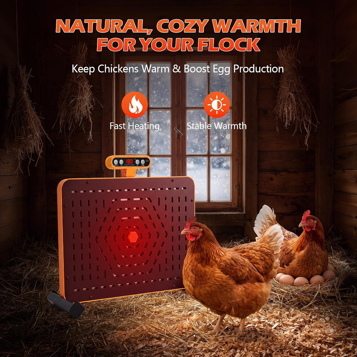 Smart Chicken Coop Heater with Thermostat, Safe Radiant Warmer