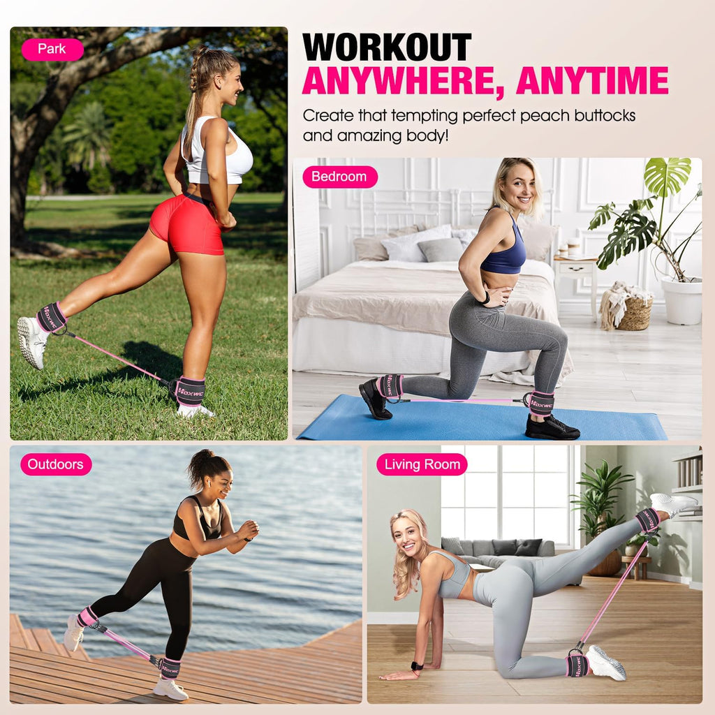 Ankle Resistance Bands with Cuffs, Ankle Bands for Working Out, Ankle Resistance Band for Leg, Booty Workout