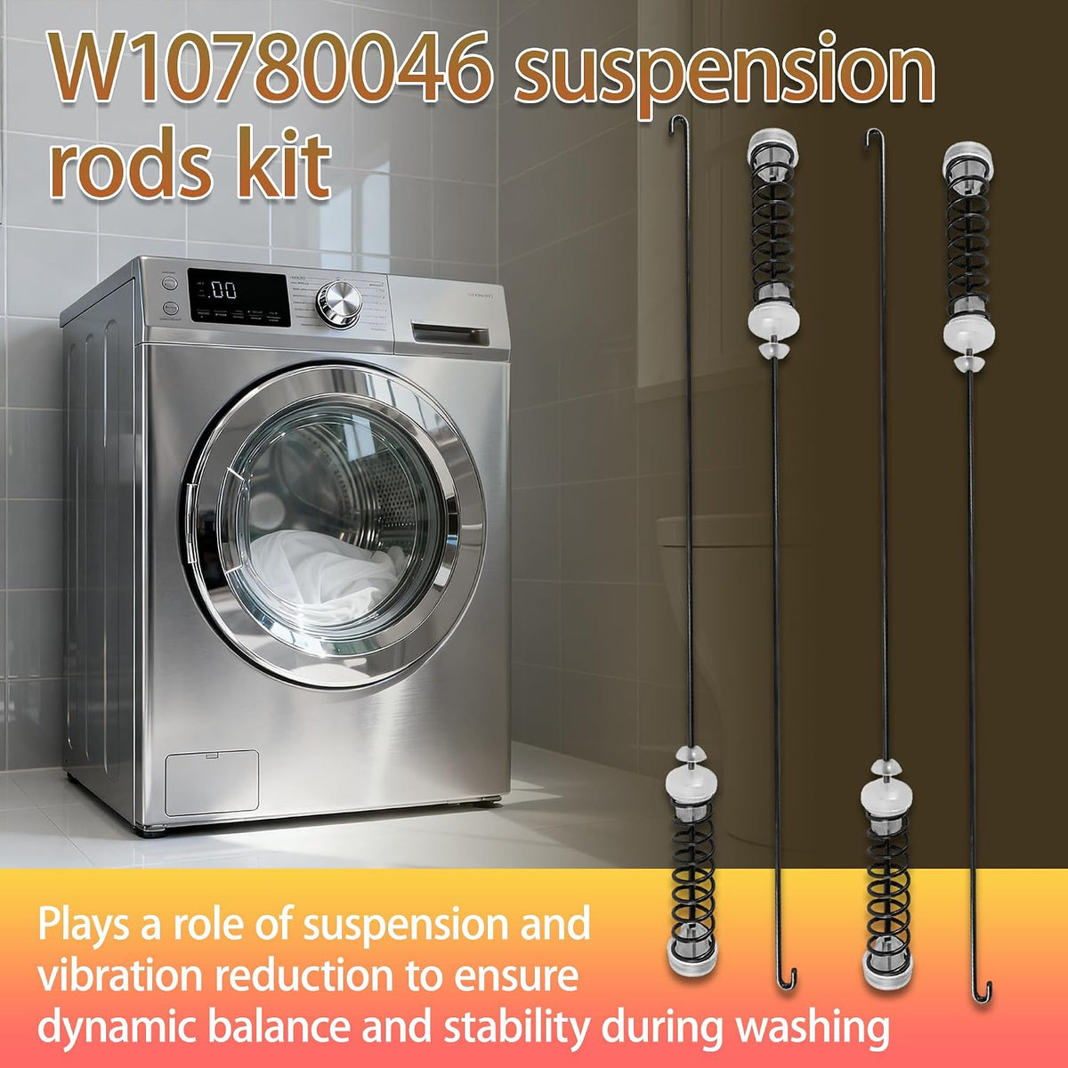 W10780046 W10110313 W10110314 W10404706 Washer Suspension Rods Kit (4 Pcs)