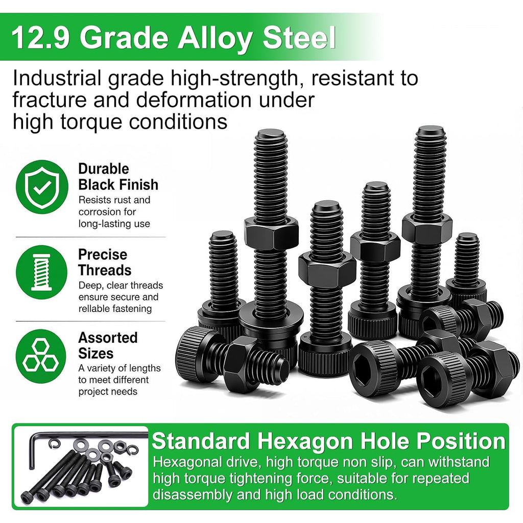 Twidec/1015PCS M3 Screws Assortment Kit,Hex Socket Cap Head Screws