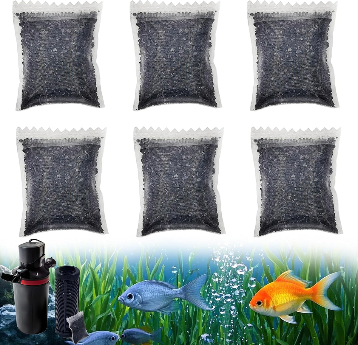 6PCS Activated Carbon Filter Media for Marineland Canister Filter