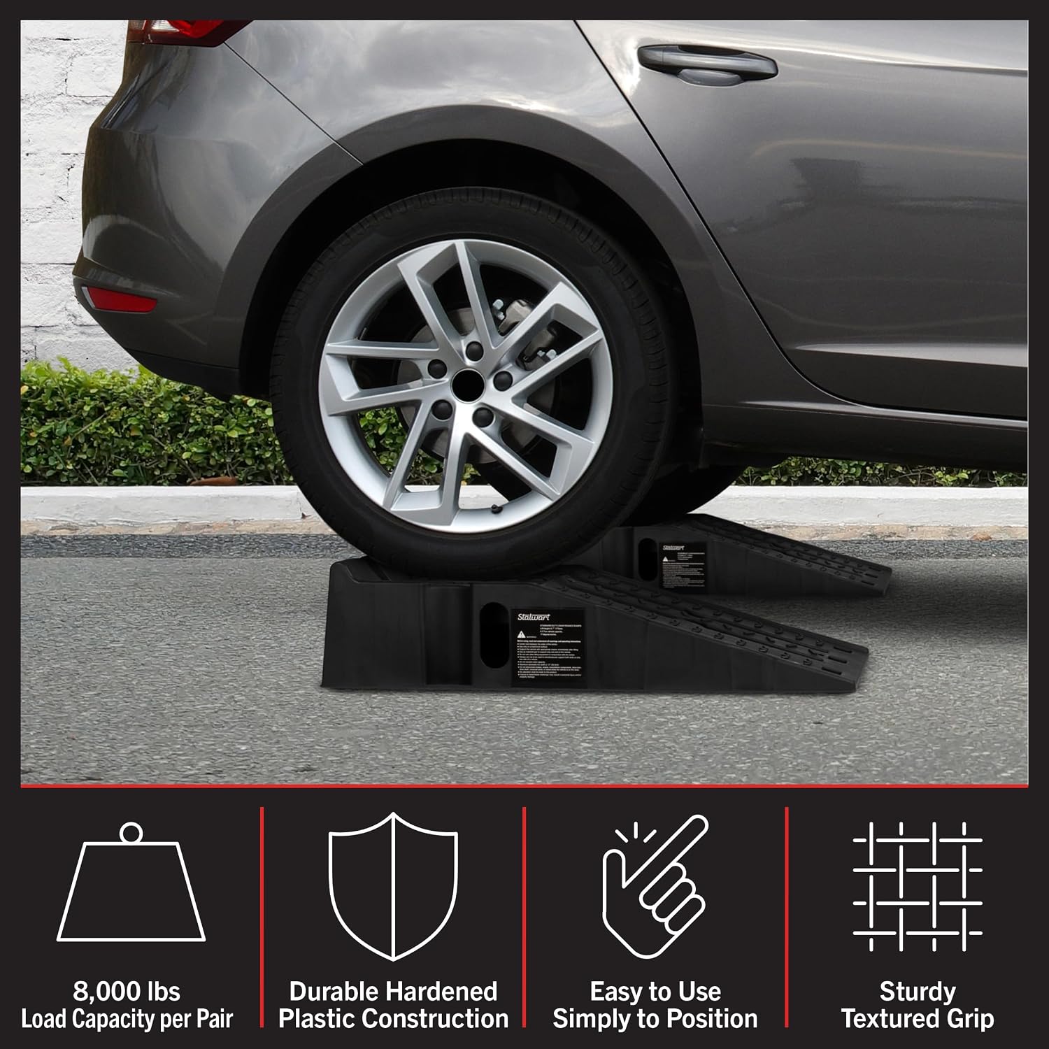 Car Ramps 2-Pack - Heavy-Duty Car Lifts for Home Garage or Shop - 13,000lb GVW Capacity, 6,500lb Load Capacity Per