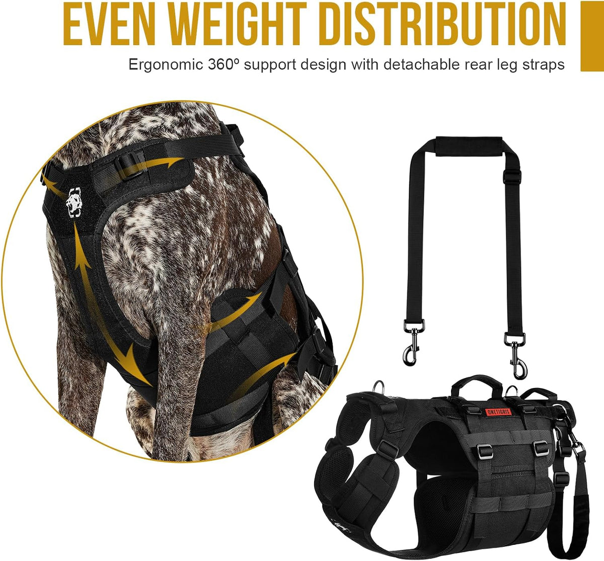 Dog Lift Harness for Large Dogs, Dog Hip Support Brace, Full Body Lifter with Handles Invictus Multifunctional