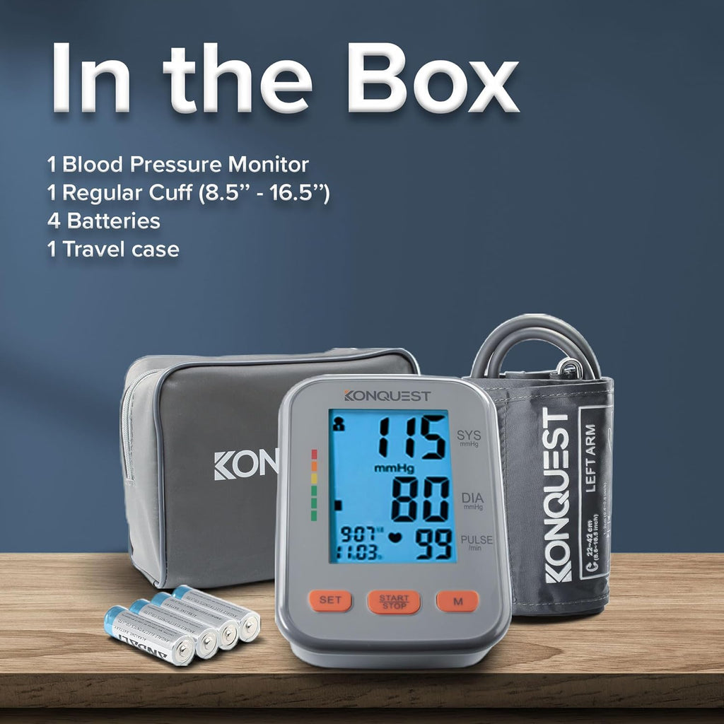KBP-2704A Automatic Upper Arm Digital Blood Pressure Monitor | Large Cuff (8.5–16.5 in), Backlit Display, Irregular