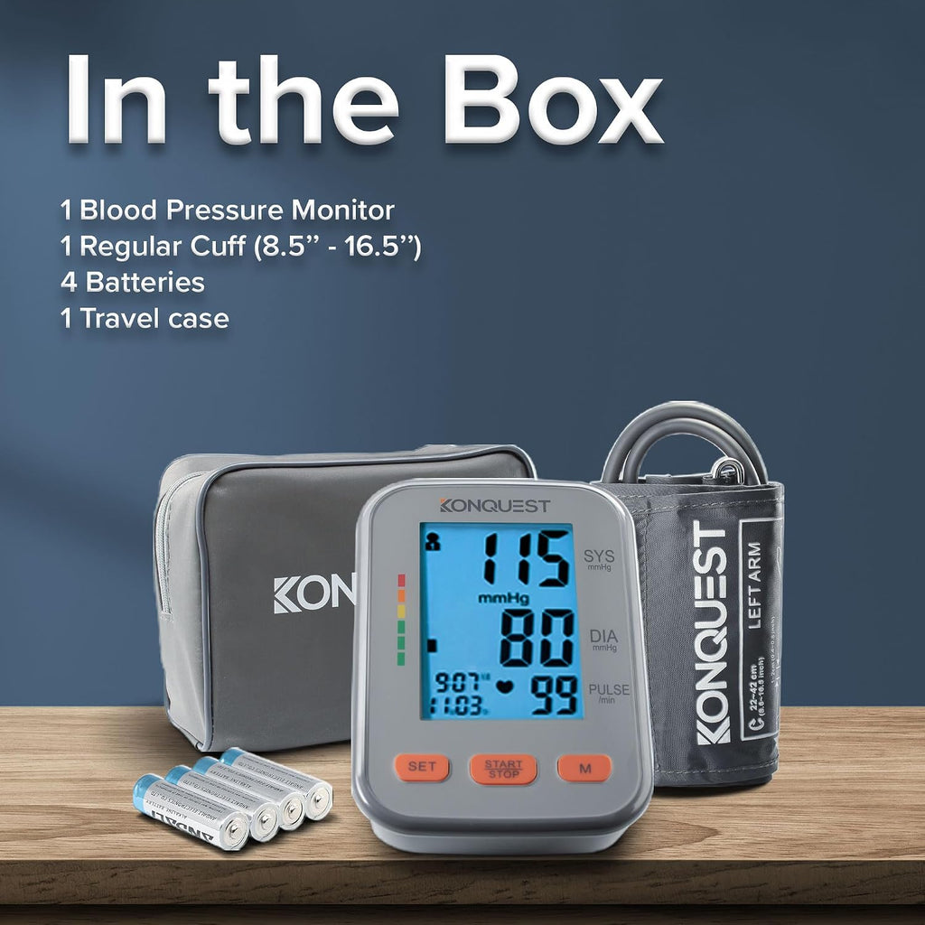 KBP-2704A Automatic Upper Arm Digital Blood Pressure Monitor - Large Backlit Display - Irregular Heartbeat Detector