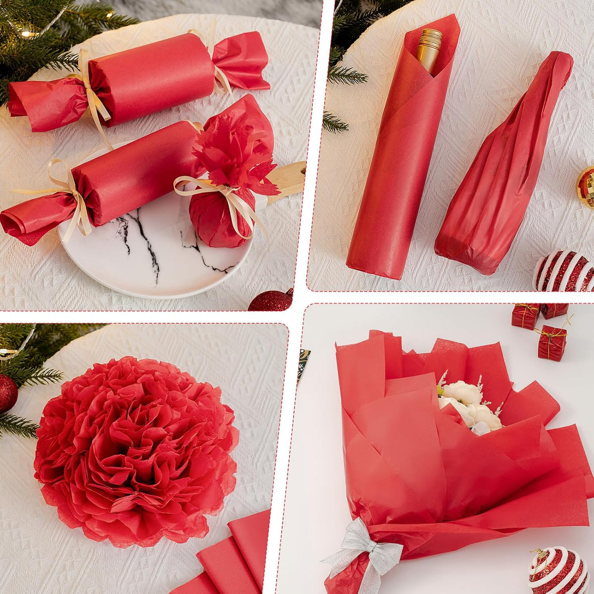 Red Tissue Paper for Gift Bags, 480 Sheets 15x20 Red Wrapping