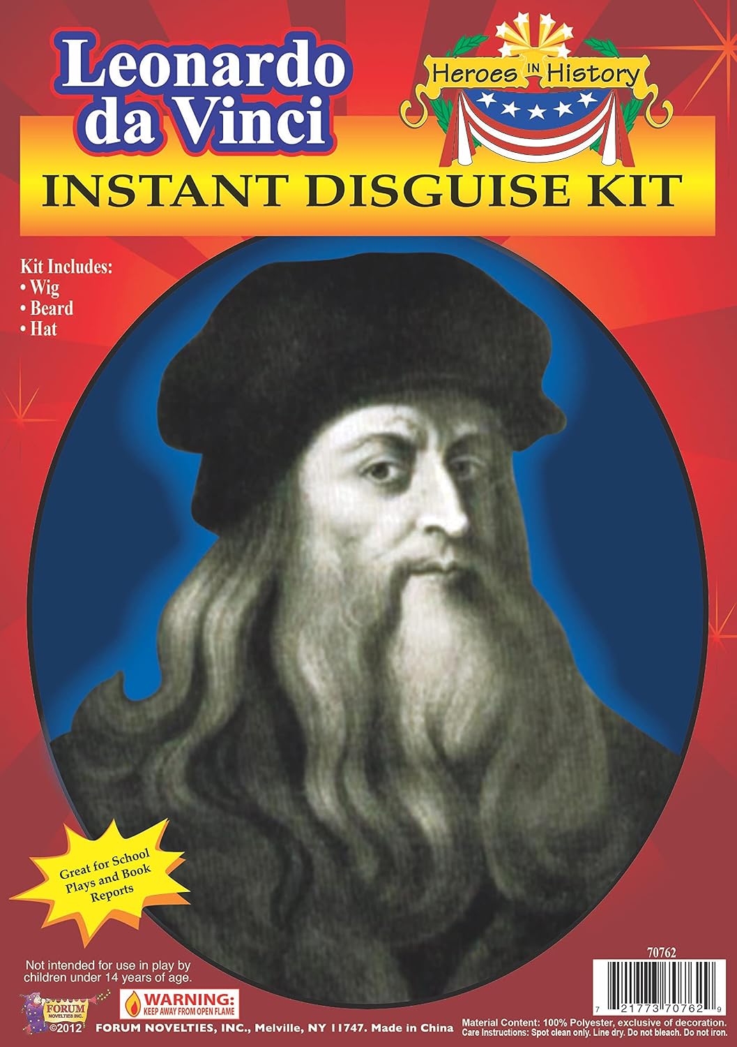 Forum Novelties Men's Leonardo Da Vinci Disguise Kit Adult Costume Hat