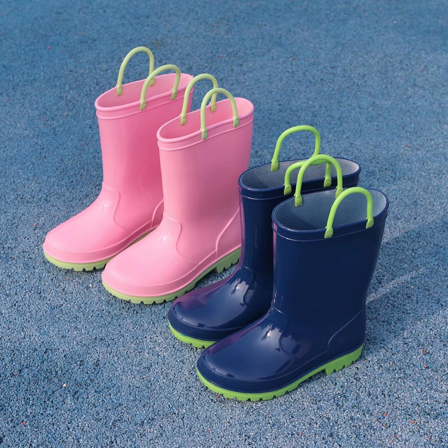 Kids Rain Boots Toddler Waterproof Boots | Lightweight, Vibrant Color Options for Boys & Girls, Easy Pull-On Handles