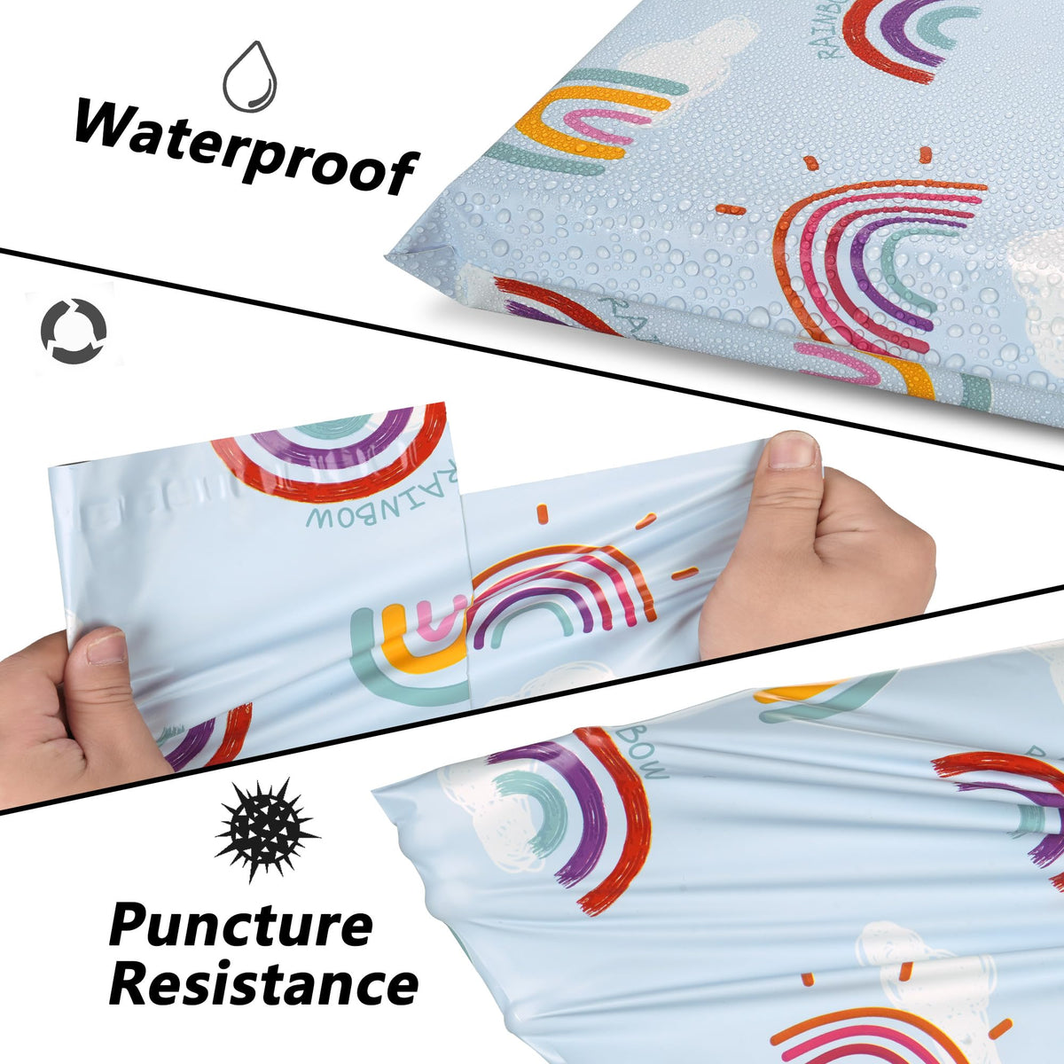 Poly Mailers 12x15.5 Inch, 50 Pack, Rainbow Self-Seal Shipping Bags