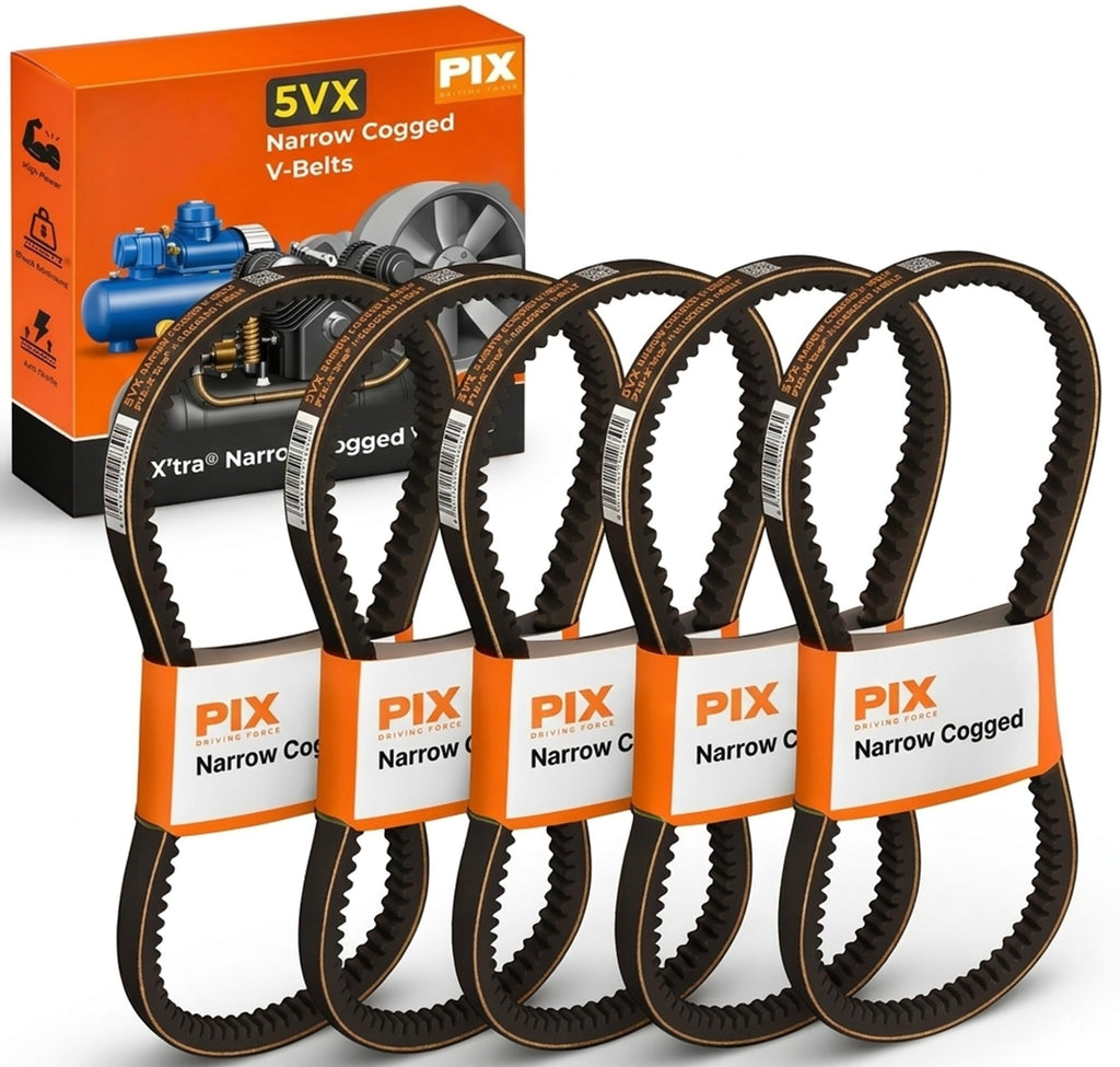 PIX 5 Packs Industrial Drive V-Belts, BX115 Cogged, 21/32" x 118" OC OEM Alternative - Heavy-Duty Power Transmission Belt for Machinery, Durable V Belt for Industrial Equipment