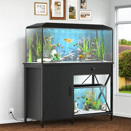 40-50 Gallon Aquarium Stand with Cabinet Drawer, Power Outlet,Black