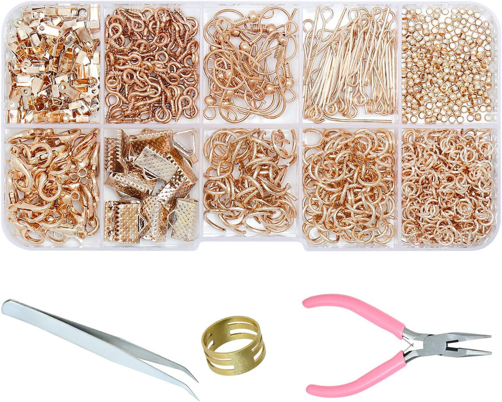 Jewelry Making Supplies Kit, Jewelry Repair Tools Kit with Pliers, Open Jump Rings, Lobster Clasps, Earring Hooks