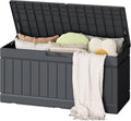 Outdoor Storage Box 80 Gallon Resin Waterproof Deck Box | Delivery Box with Wood Texture Large Storage Bin for Patio