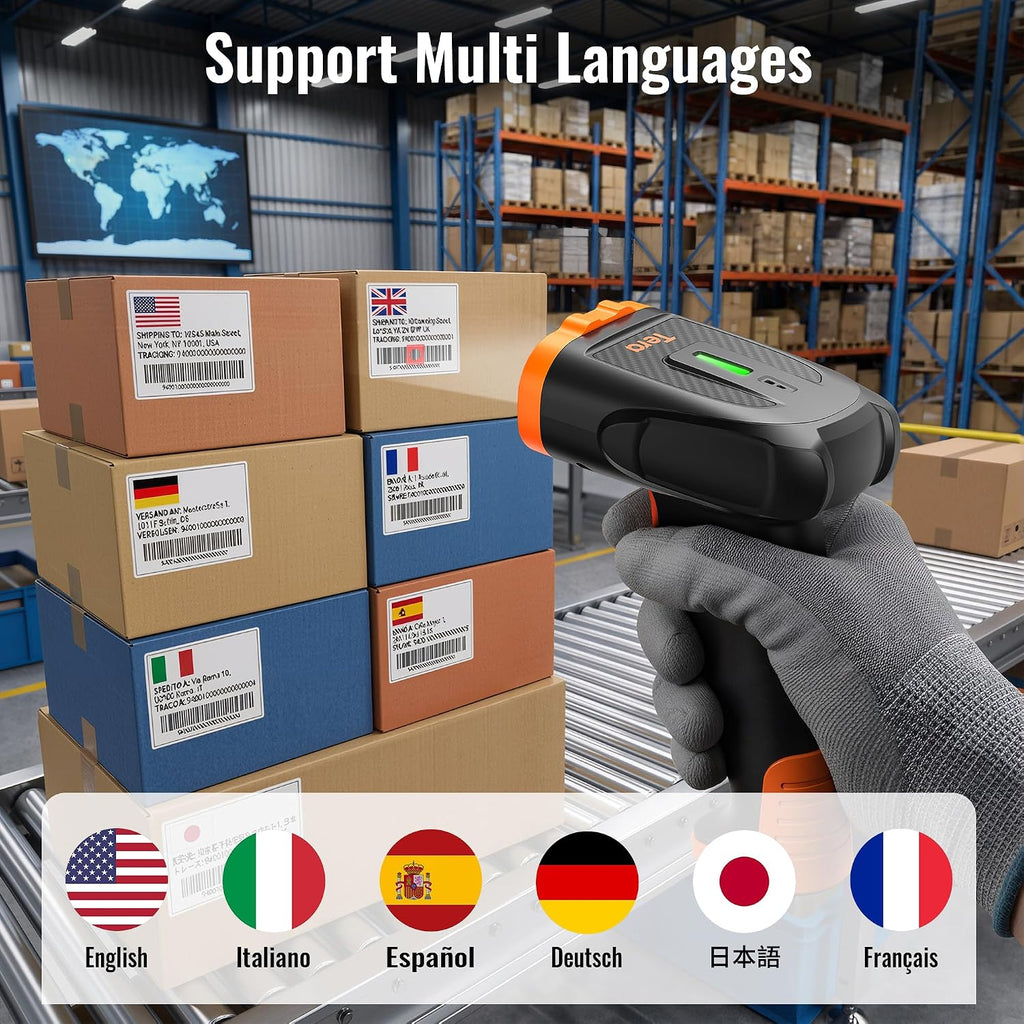 Barcode Scanner Wireless Handheld: 1D 2D QR Li-Polymer 2200mAh, D5300 | 640*480 Global CMOS, BT 2.4G Wireless, USB