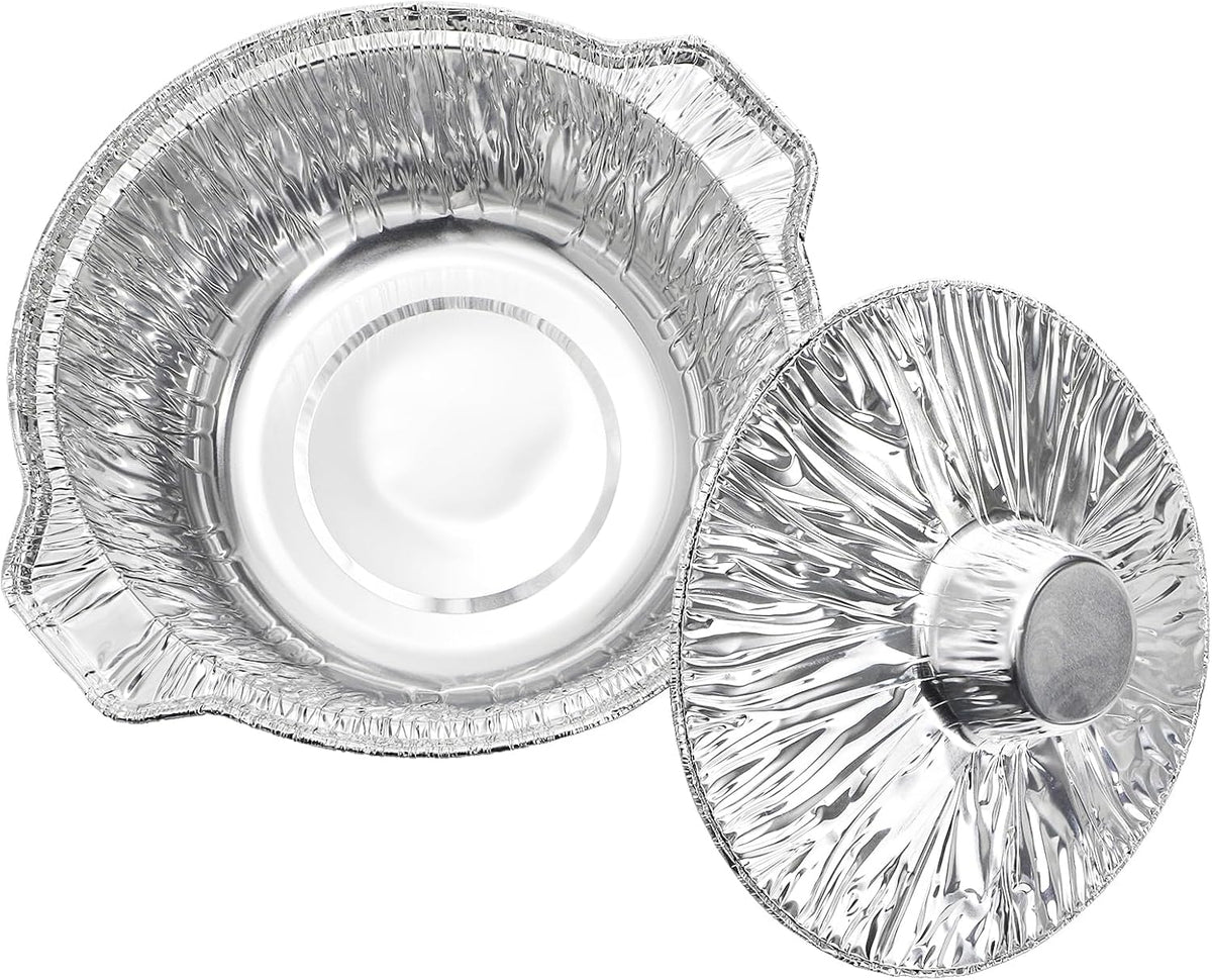10 Pcs Disposable Aluminum Pot with LidS, Disposable 2 Liter Round Aluminum Foil Pan Food Container for Camping