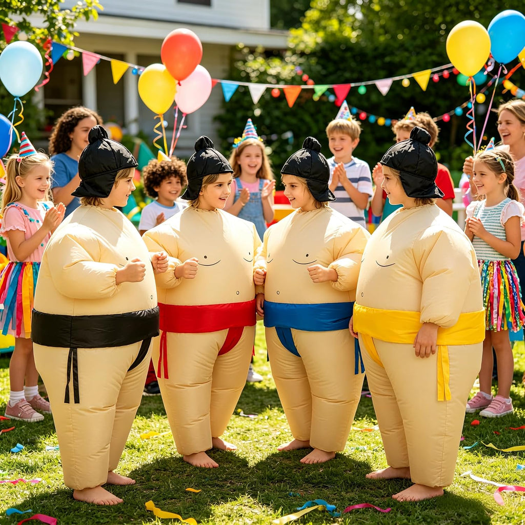 Halloween Inflatable Sumo Costume Kids,Blow Up Wrestler Suit Boys Girls