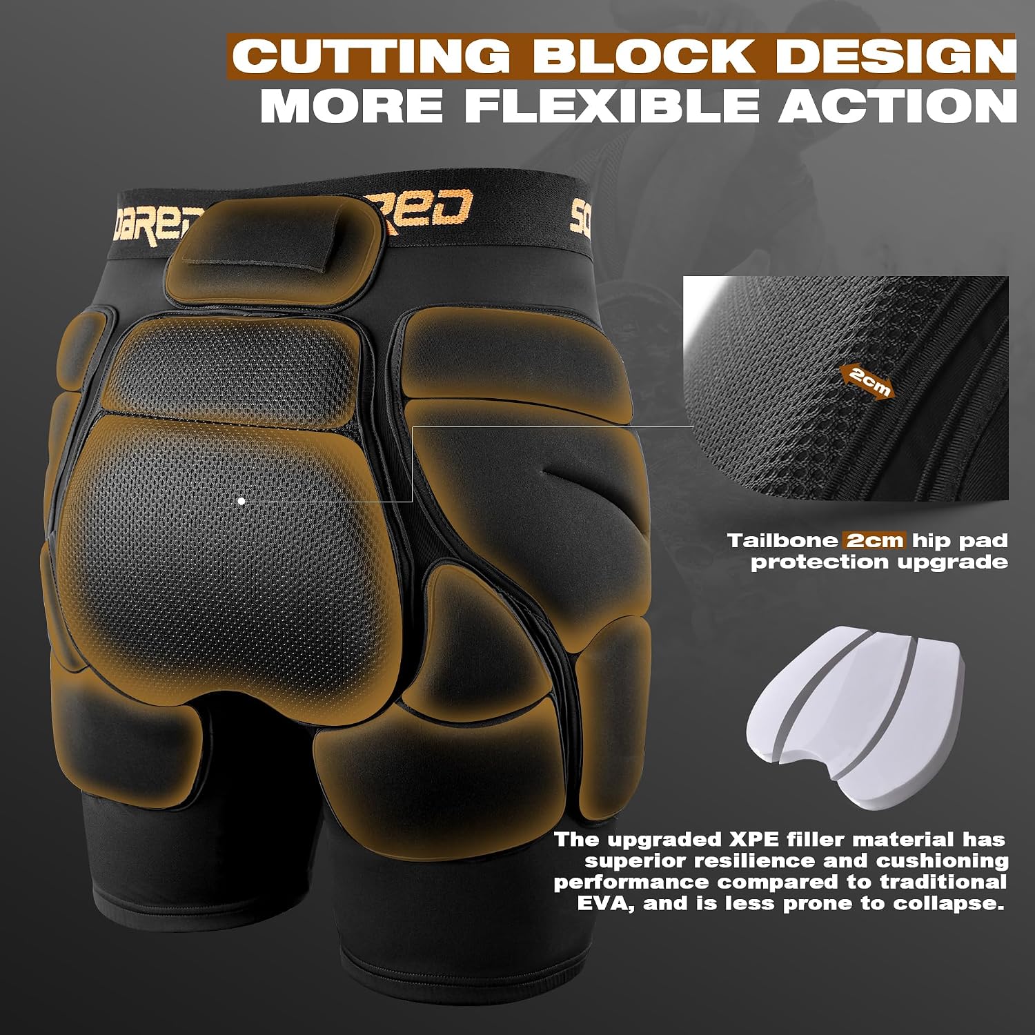 3D Protection Hip Butt Pads XPE Protective Paded Short | Tailbone Protective, Impact Crash Pad for Skiing Snowboard