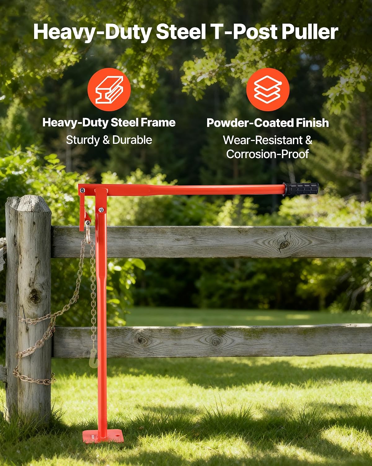 36 in T Post Puller, Heavy Duty Steel Fence Post Puller, 660lb Load Capacity, Labor-Saving T-Post Remover Tool for