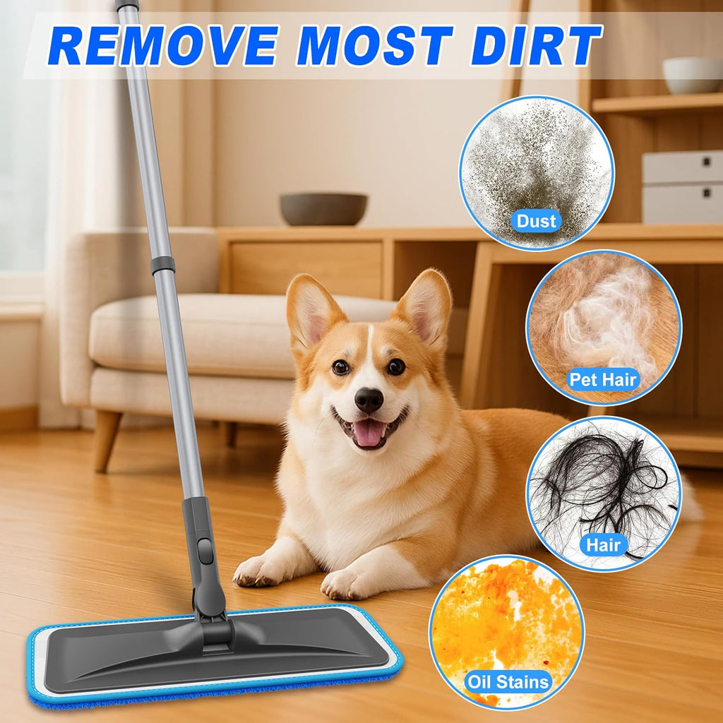 Microfiber Mops for Hardwood Floor Cleaning - BPAWA Flat Floor Mop with 4 Washable Pads for Laminate Wood Tile Vinyl