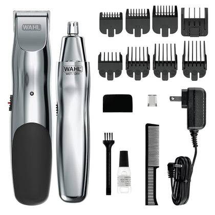 Groomsman Rechargeable Beard Trimmer kit for Mustaches, Nose Hair, and Light Detailing and Grooming with Bonus