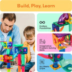 100 Piece Marble Run Magnetic Tiles Race Track STEM Ages 3+