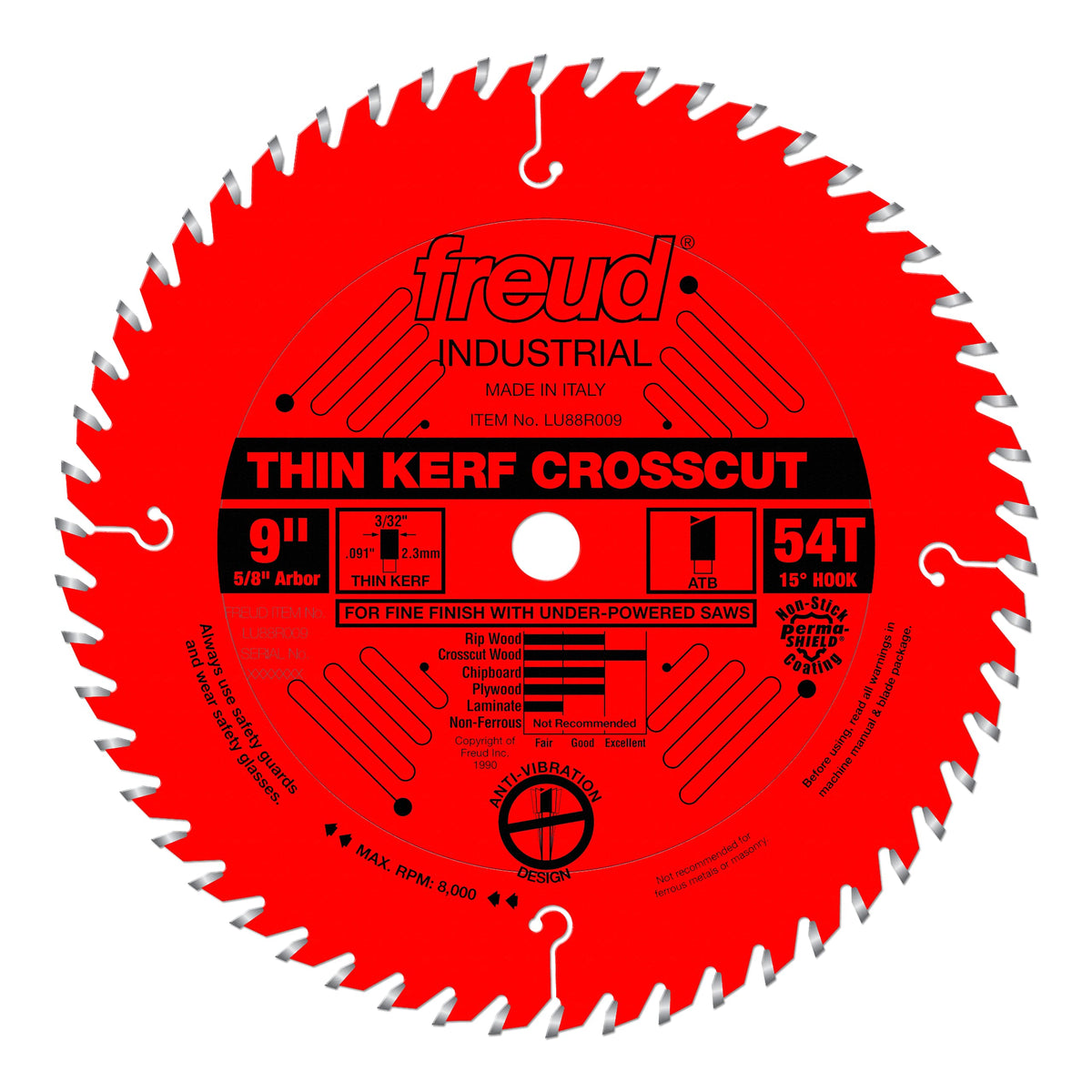 Freud LU88R009: 9" Thin Kerf Fine Finish Crosscut Blade