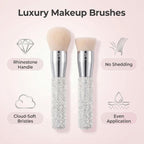 Diamond Makeup Brush Set Foundation Powder Brush Silver 2 Pcs Set