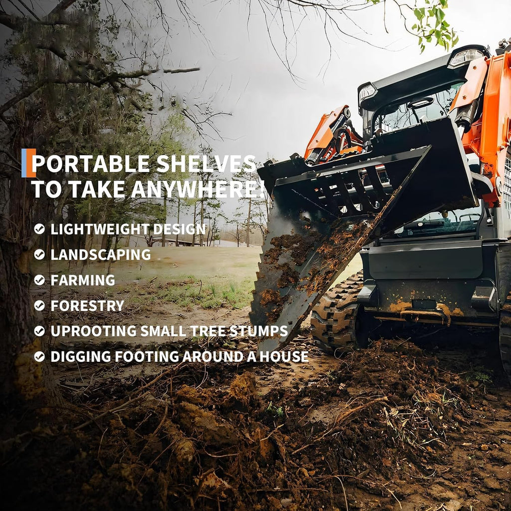 Heavy-Duty Stump Bucket Attachment for Skid Steer | Serrated Edge Tree Stump Scoop, Global Quick Tach Mount