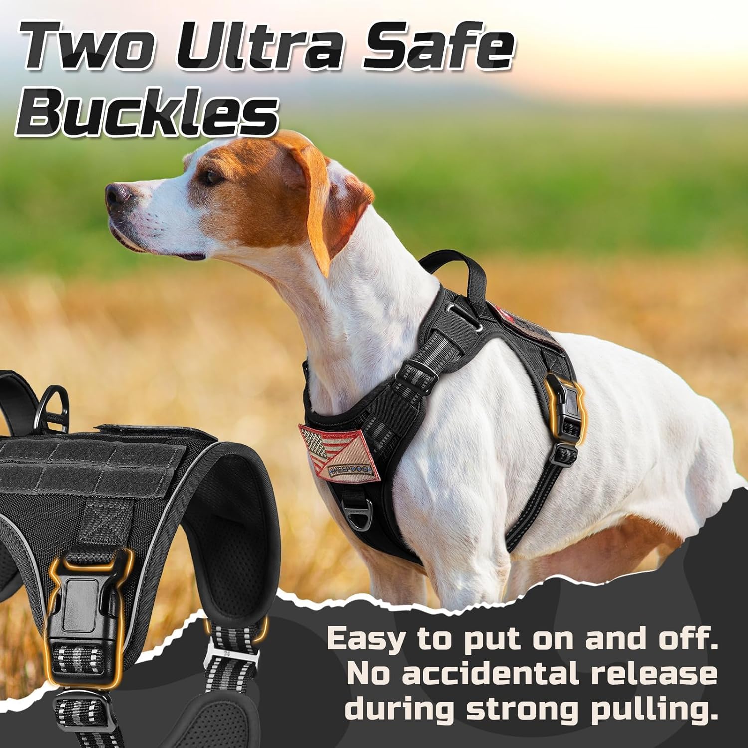Tactical Dog Harness for Large Dogs, No Pull Military Service Vest with Handle & Molle, Easy Control for Training