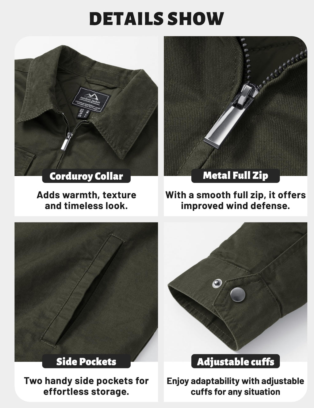 Corduroy Jacket Men Lightweight Work Jacket Fall Casual Shacket