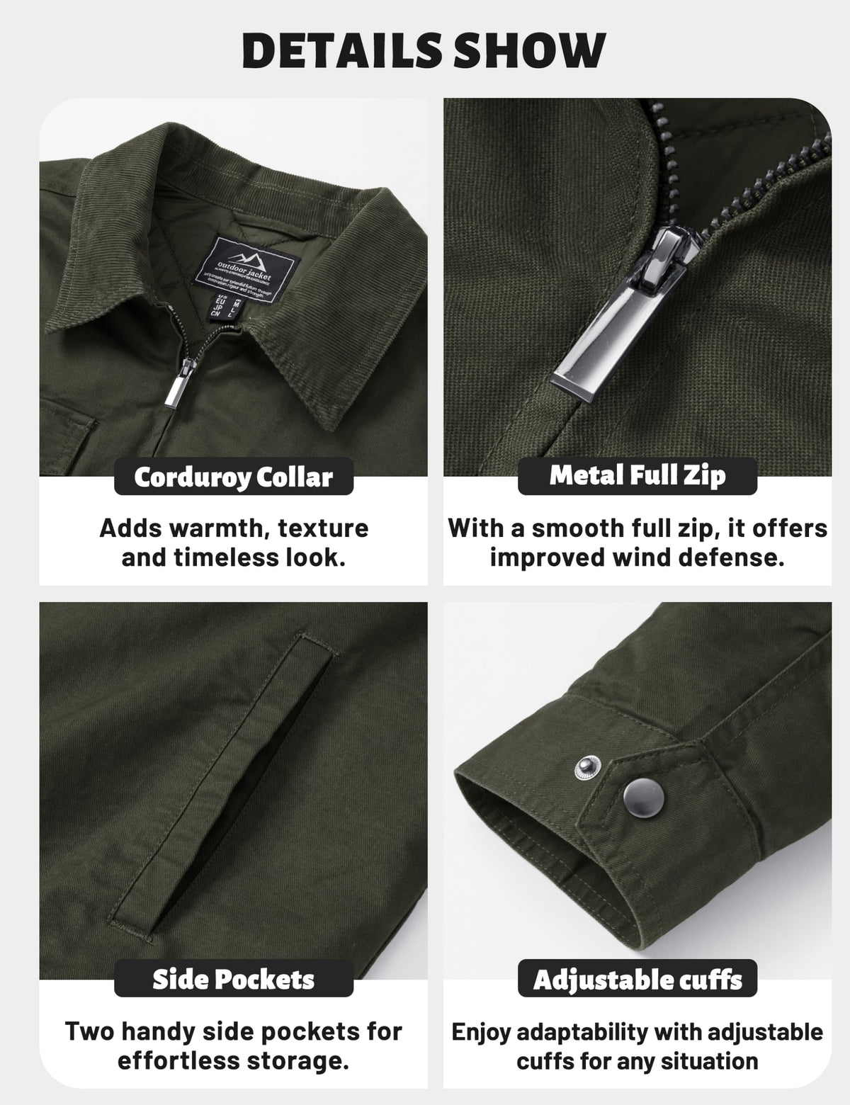 Corduroy Jacket Men Lightweight Work Jacket Fall Casual Shacket